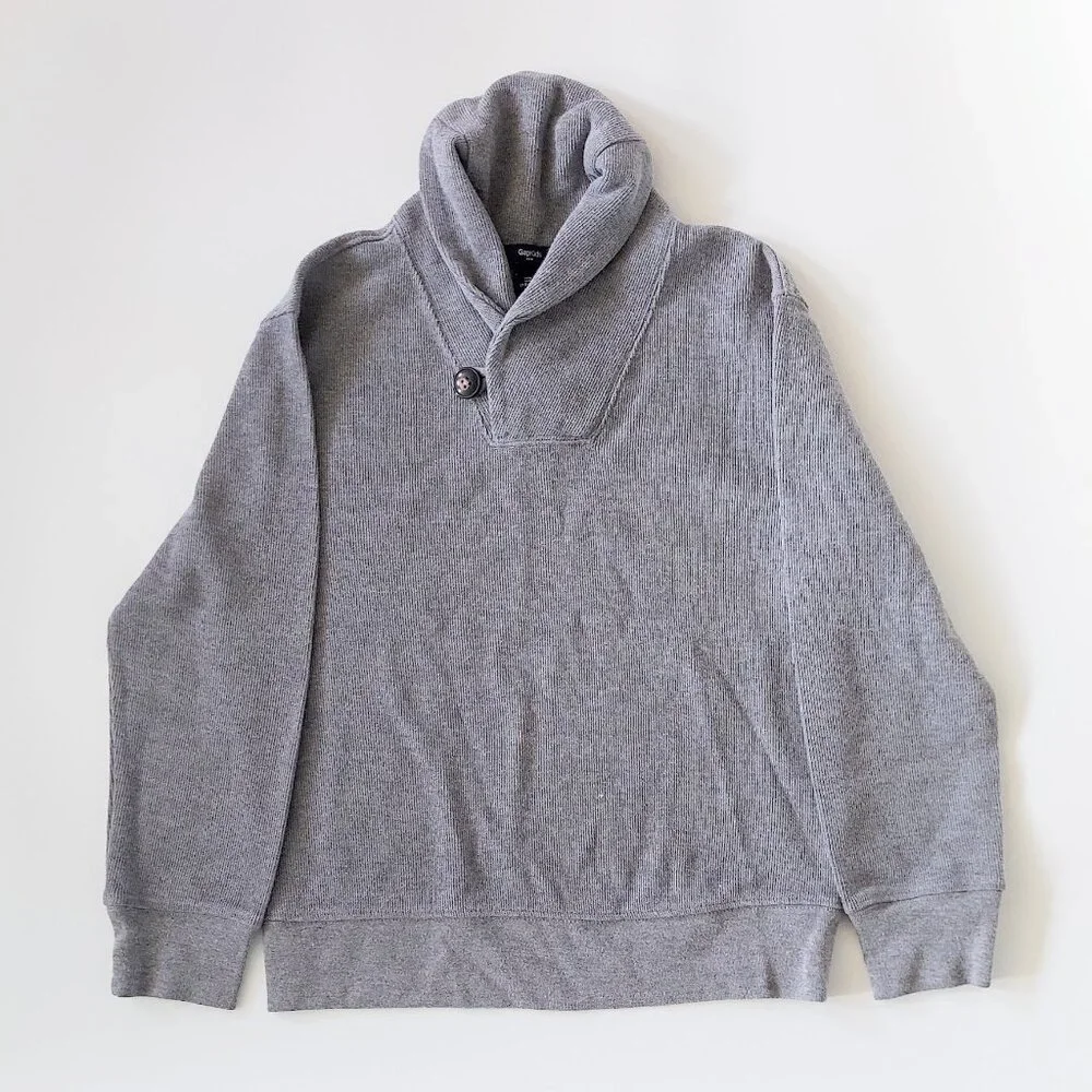 Gap Kids Long Sleeve Shawl Neck Pull Over Gray Sweater Boys Size Medium